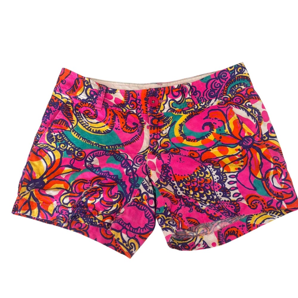 Lilly Pulitzer The Callahan Short Size 0 Pink Multi Psychedelic Paisley Floral